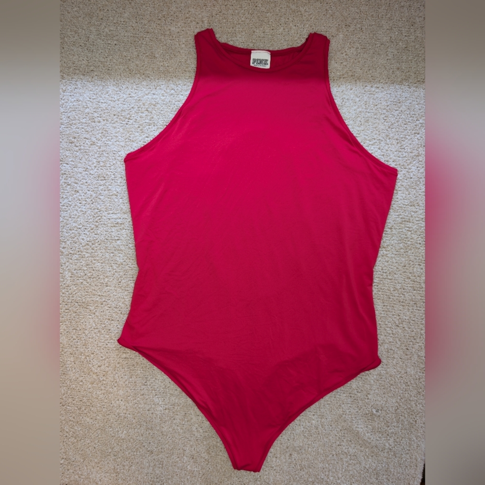 PINK Women's Base Stretch High-Neck Sleeveless Bodysuit  Red